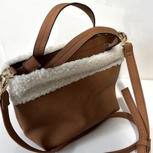 Women's Crossbody Bag with Sherpa Sherling Cream Accent